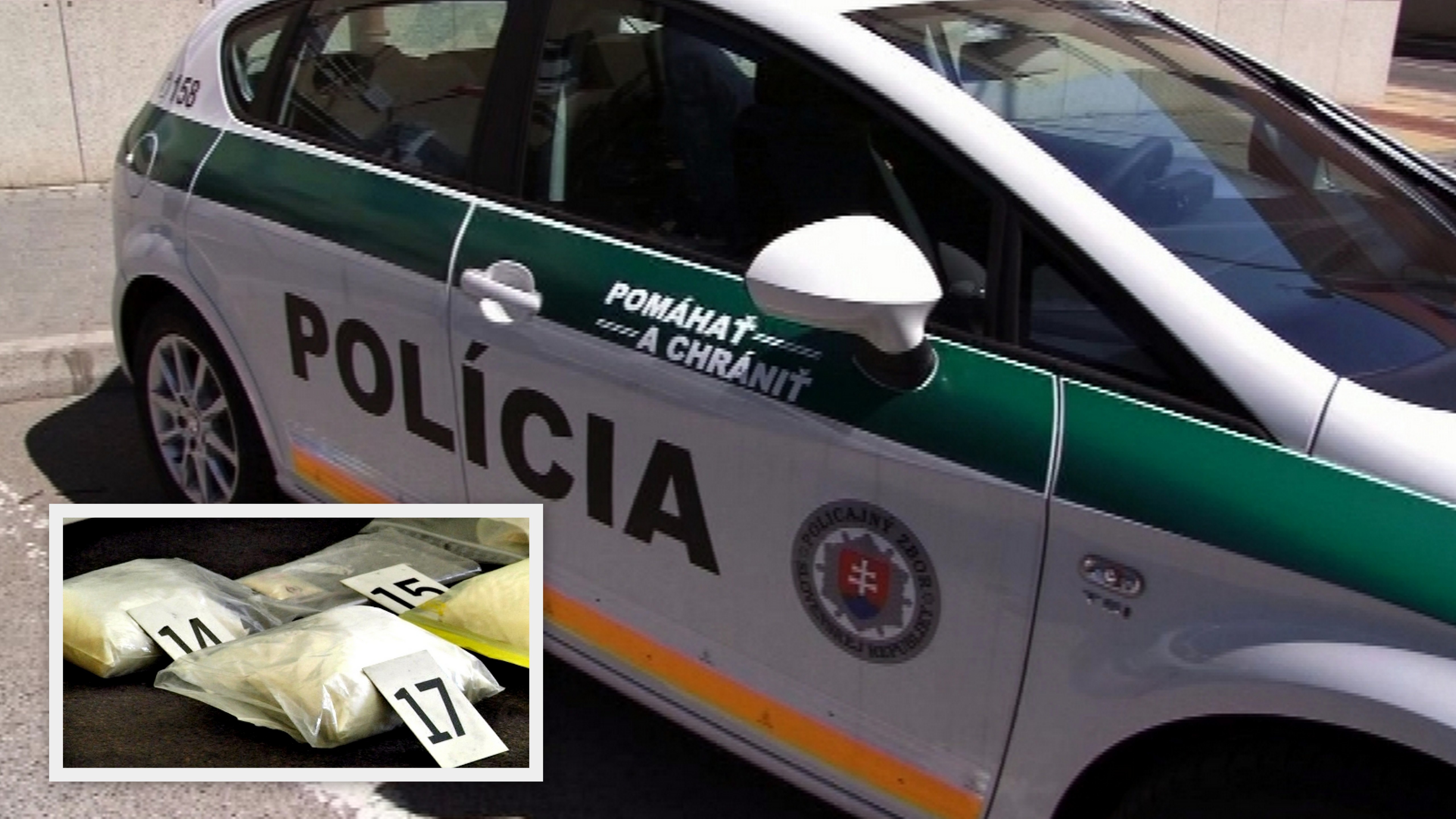 Nové_drogy_Komárno_policajné_auto_koláž